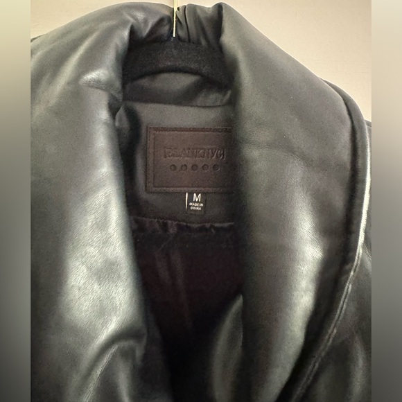 NWT Blank NYC Black Vegan Leather Puffer Belted Jacket Fall Winter Warm - Picture 7 of 12